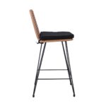 SALSA Σκαμπό BAR-Pro με Πλάτη, Μέταλλο Βαφή Μαύρο - Wicker Φυσικό, με Μαξιλάρι Μαύρο 45x55x75/113cm - Image 13