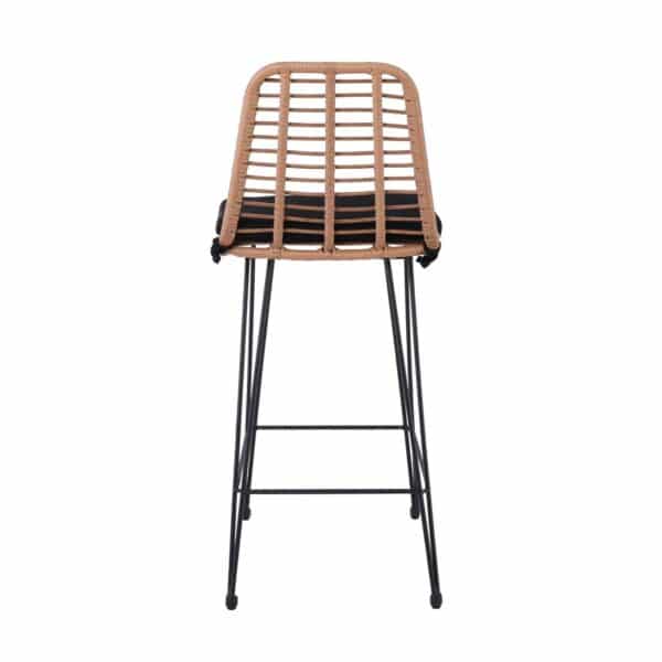 SALSA Σκαμπό BAR-Pro με Πλάτη, Μέταλλο Βαφή Μαύρο - Wicker Φυσικό, με Μαξιλάρι Μαύρο 45x55x75/113cm - Image 14