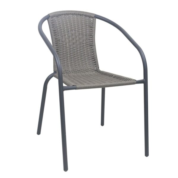 BALENO-W Πολυθρόνα Στοιβαζόμενη, Μέταλλο Βαφή Ανθρακί, Wicker Mixed Grey 52x60x72cm - Image 8