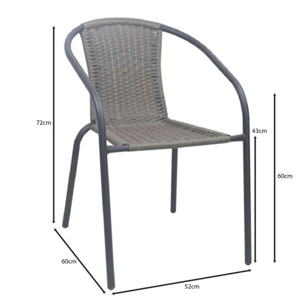 BALENO-W Πολυθρόνα Στοιβαζόμενη, Μέταλλο Βαφή Ανθρακί, Wicker Mixed Grey 52x60x72cm - Image 9