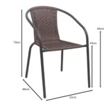 BALENO-W Πολυθρόνα Στοιβαζόμενη, Μέταλλο Βαφή Καφέ, Wicker Brown 52x60x72cm - Image 9