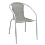 BALENO-W Πολυθρόνα Στοιβαζόμενη, Μέταλλο Βαφή Άσπρο, Wicker Beige 52x60x72cm - Image 8