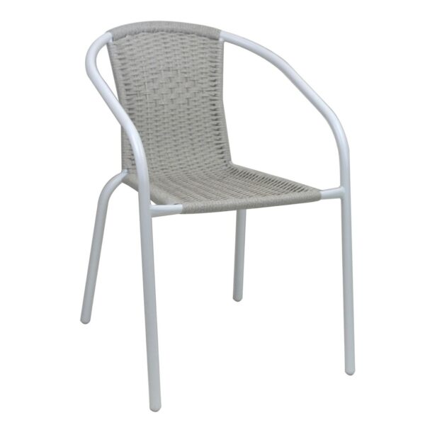 BALENO-W Πολυθρόνα Στοιβαζόμενη, Μέταλλο Βαφή Άσπρο, Wicker Beige 52x60x72cm - Image 8