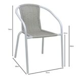 BALENO-W Πολυθρόνα Στοιβαζόμενη, Μέταλλο Βαφή Άσπρο, Wicker Beige 52x60x72cm - Image 9