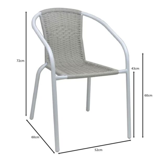 BALENO-W Πολυθρόνα Στοιβαζόμενη, Μέταλλο Βαφή Άσπρο, Wicker Beige 52x60x72cm - Image 9