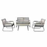 ROCCO Set Σαλόνι Κήπου 4τεμ, Μέταλλο Μπεζ, Rope Wicker Μπεζ, Μαξιλ.Μπεζ, Γυαλί Μπεζ 2 Πολυθρ+1 Καναπ+1 Τραπεζάκι - Image 8