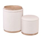 MATIC Set-2 Σκαμπό-Τραπεζάκι με Αποθηκευτικό Χώρο, Teddy Ύφασμα Εκρού Φ38cm H.45cm + Φ34cm H.32cm - Image 11