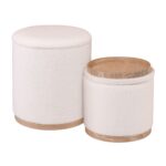 MATIC Set-2 Σκαμπό-Τραπεζάκι με Αποθηκευτικό Χώρο, Teddy Ύφασμα Εκρού Φ38cm H.45cm + Φ34cm H.32cm - Image 12