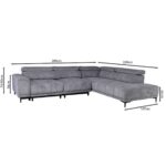 MASSIMO Καναπές Αριστερή Γωνία Ηλεκτρικά Συρόμενα Καθίσματα, Ύφασμα Water Repellent Γκρι 289x229x107cm H.74/90cm - Image 22