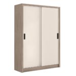 VANITY Ντουλάπα Δίφυλλη - Συρόμενη, Αποχρώσεων Sonoma Oak & Cream 120x60x200cm - Image 8