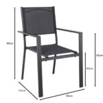 AMIRAL Πολυθρόνα Dining Στοιβαζόμενη, Αλουμίνιο Ανθρακί - Textilene Γκρι 58x57x89cm - Image 9