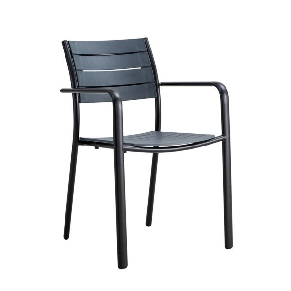 SAGA Πολυθρόνα Στοιβαζόμενη, Μέταλλο Βαφή Μαύρο, PP-UV Ανθρακί 56x57x84cm - Image 14