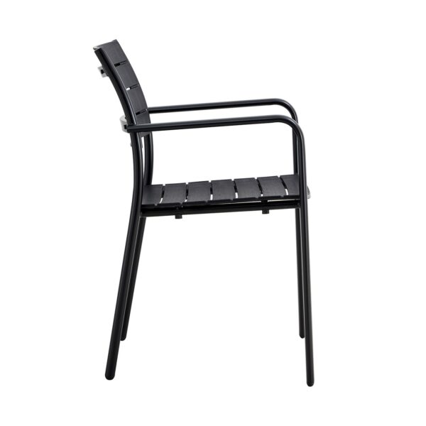 SAGA Πολυθρόνα Στοιβαζόμενη, Μέταλλο Βαφή Μαύρο, PP-UV Ανθρακί 56x57x84cm - Image 15