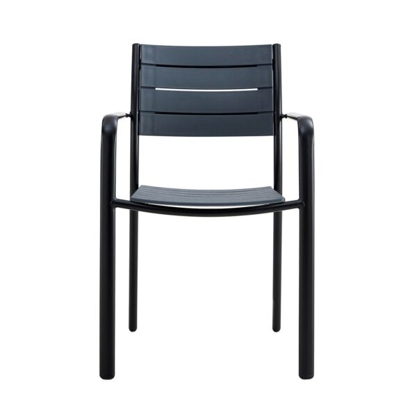 SAGA Πολυθρόνα Στοιβαζόμενη, Μέταλλο Βαφή Μαύρο, PP-UV Ανθρακί 56x57x84cm - Image 17