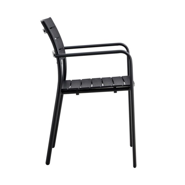 SAGA Πολυθρόνα Στοιβαζόμενη, Μέταλλο Βαφή Μαύρο, PP-UV Μαύρο 56x57x84cm - Image 15