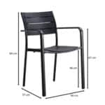 SAGA Πολυθρόνα Στοιβαζόμενη, Μέταλλο Βαφή Μαύρο, PP-UV Μαύρο 56x57x84cm - Image 18