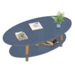 FINE Τραπεζάκι Σαλονιού Καθιστικού με Ράφι, Γκρι - Φυσικό 100x50x43cm - Image 6