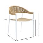 MALTA Πολυθρόνα Στοιβαζόμενη, Μέταλλο Βαφή Άσπρο, PP-UV Μπεζ Rope Wicker Φυσικό 57x57x76cm - Image 8