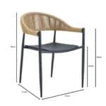 MALTA Πολυθρόνα Στοιβαζόμενη, Μέταλλο Βαφή Μαύρο, PP-UV Μαύρο, Rope Wicker Φυσικό 57x57x76cm - Image 8