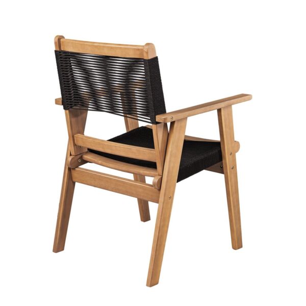 COFFEE Dining Πολυθρόνα Βεράντας - Κήπου, Ξύλο Ακακία Φυσικό, Rope Wicker Μαύρο 56x58x87cm - Image 20