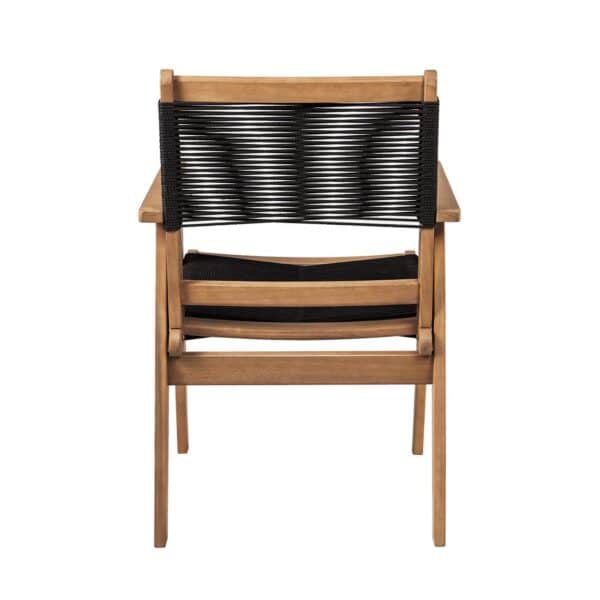 COFFEE Dining Πολυθρόνα Βεράντας - Κήπου, Ξύλο Ακακία Φυσικό, Rope Wicker Μαύρο 56x58x87cm - Image 21