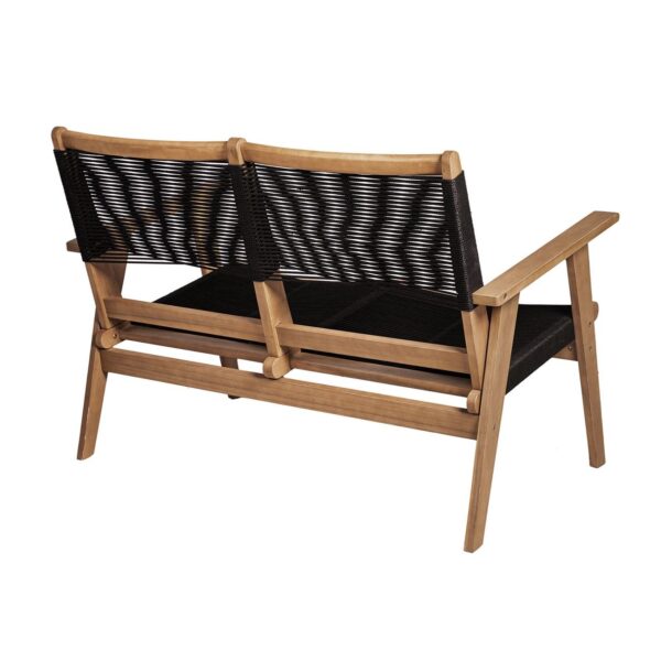 COFFEE Living Καναπές 2θέσιος Καθιστικού Βεράντας-Κήπου, ΑκακίαΦυσικό-Rope Wicker Μαύρο 119x71x84cm - Image 17