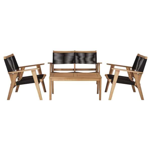 COFFEE Living Καναπές 2θέσιος Καθιστικού Βεράντας-Κήπου, ΑκακίαΦυσικό-Rope Wicker Μαύρο 119x71x84cm - Image 20