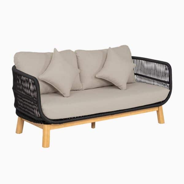 MARK Set Σαλόνι Κήπου 4 τεμαχίων Acacia Φυσικό, Rope Wicker Μαύρο, Μαξιλάρια Μπεζ 2 Πολυθρόνες+Καναπές+Τραπεζάκι - Image 23