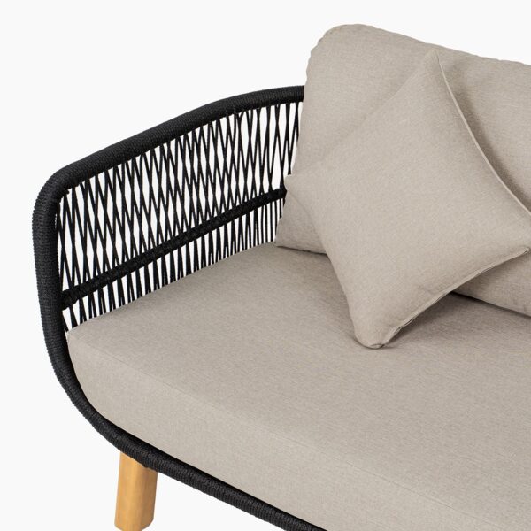 MARK Set Σαλόνι Κήπου 4 τεμαχίων Acacia Φυσικό, Rope Wicker Μαύρο, Μαξιλάρια Μπεζ 2 Πολυθρόνες+Καναπές+Τραπεζάκι - Image 24