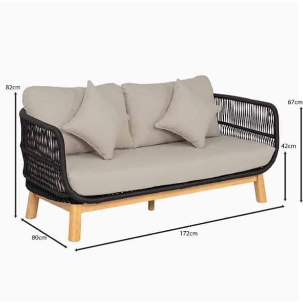 MARK Set Σαλόνι Κήπου 4 τεμαχίων Acacia Φυσικό, Rope Wicker Μαύρο, Μαξιλάρια Μπεζ 2 Πολυθρόνες+Καναπές+Τραπεζάκι - Image 29