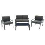 RIVIAN Set Σαλόνι Κήπου 4τεμ, Μέταλλο Βαφή Ανθρακί, Μαξιλάρια Γκρι 90x50x35/120x79x73/65x79x73 cm - Image 8