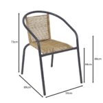 MIKA Πολυθρόνα Στοιβαζόμενη Κήπου, Μέταλλο Βαφή Ανθρακί, PE Rattan Φυσικό 54x69x73cm - Image 8