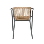 PATTY Πολυθρόνα Στοιβαζόμενη Κήπου, Μέταλλο Βαφή Ανθρακί, PE Rattan Φυσικό 54x69x73cm - Image 12