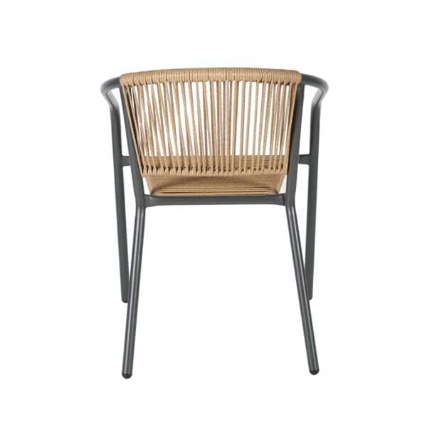 PATTY Πολυθρόνα Στοιβαζόμενη Κήπου, Μέταλλο Βαφή Ανθρακί, PE Rattan Φυσικό 54x69x73cm - Image 12