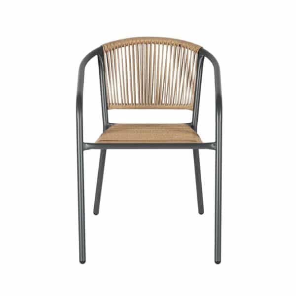 PATTY Πολυθρόνα Στοιβαζόμενη Κήπου, Μέταλλο Βαφή Ανθρακί, PE Rattan Φυσικό 54x69x73cm - Image 13