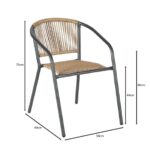 PATTY Πολυθρόνα Στοιβαζόμενη Κήπου, Μέταλλο Βαφή Ανθρακί, PE Rattan Φυσικό 54x69x73cm - Image 14