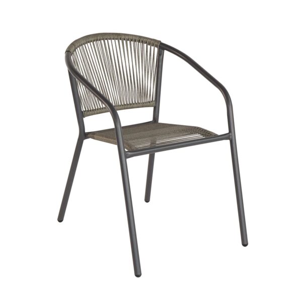 PATTY Πολυθρόνα Στοιβαζόμενη Κήπου, Μέταλλο Βαφή Ανθρακί, PE Rattan Γκρι 54x61x73cm - Image 7