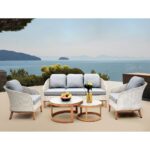 IBIZA Set Σαλόνι Κήπου: 3θέσιο +2 Πολυθρόνες+2 Τραπεζάκια ALU Φυσικό-Wicker Άσπρο-Μαξιλ.Γκρι 182x78x79-66x78x79-Φ80-Φ60cm - Image 8