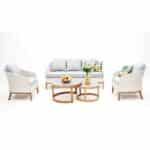 IBIZA Set Σαλόνι Κήπου: 3θέσιο +2 Πολυθρόνες+2 Τραπεζάκια ALU Φυσικό-Wicker Άσπρο-Μαξιλ.Γκρι 182x78x79-66x78x79-Φ80-Φ60cm - Image 9