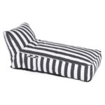 TACO MAX Πουφ Ξαπλώστρα Ανάκλιντρο, 100% Αδιάβροχο Ύφασμα Ριγέ Άσπρο/Γκρι 70x150x65cm - Image 6