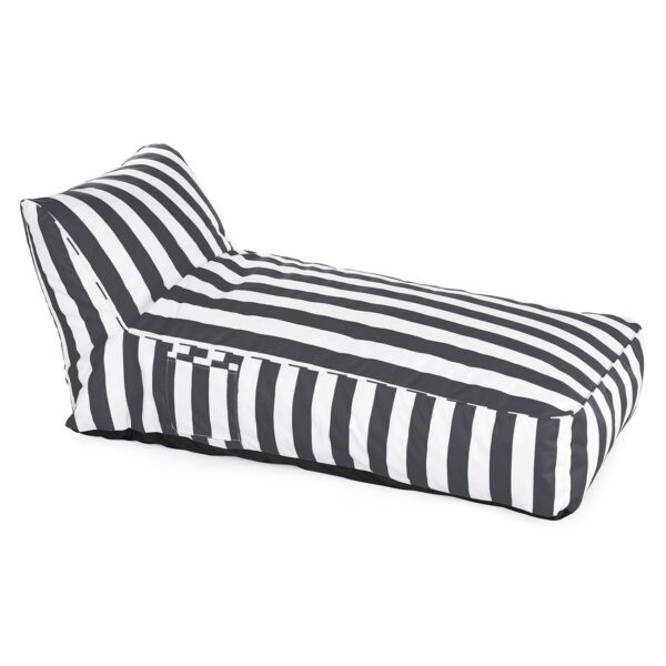 TACO MAX Πουφ Ξαπλώστρα Ανάκλιντρο, 100% Αδιάβροχο Ύφασμα Ριγέ Άσπρο/Γκρι 70x150x65cm - Image 6