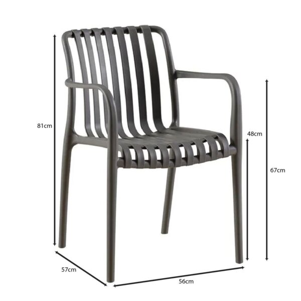 MODA-N Πολυθρόνα Στοιβαζόμενη PP, Στοιβαζόμενη Απόχρωση Γκρι 56x57x81cm - Image 9