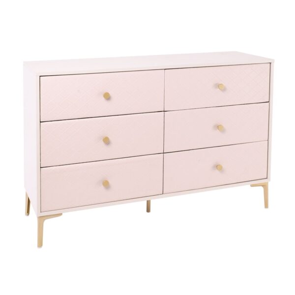 LANA Συρταριέρα με 6 Συρτάρια, Απόχρωση Εκρού, με πρόσοψη Pu Καπιτονέ 120x40x80cm - Image 6