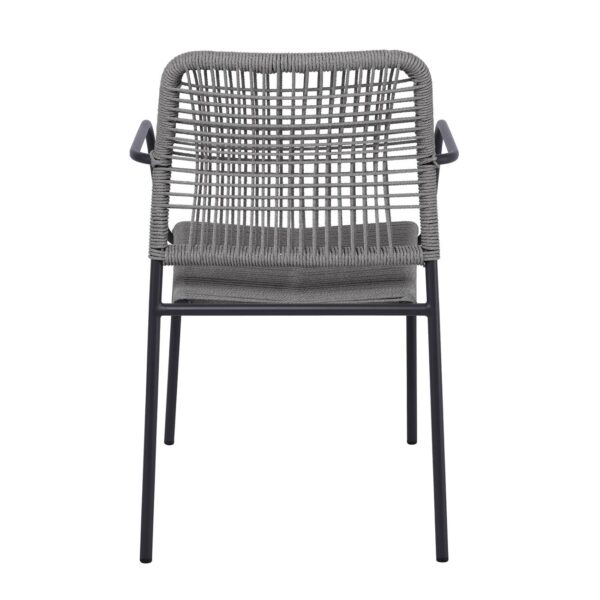 LUIGI Πολυθρόνα Βεράντας-Κήπου Μέταλλο Βαφή Ανθρακί, Rope Wicker Γκρι, Στοιβαζόμενη 52x61x79cm - Image 16