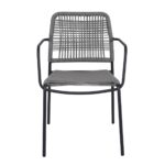 LUIGI Πολυθρόνα Βεράντας-Κήπου Μέταλλο Βαφή Ανθρακί, Rope Wicker Γκρι, Στοιβαζόμενη 52x61x79cm - Image 17