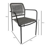 LUIGI Πολυθρόνα Βεράντας-Κήπου Μέταλλο Βαφή Ανθρακί, Rope Wicker Γκρι, Στοιβαζόμενη 52x61x79cm - Image 18