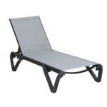 CAPRI K/D Ξαπλώστρα Αλουμίνιο Μαύρο, PP-UV Μαύρο - Textilene Γκρι 68/58x190x30cm - Image 6