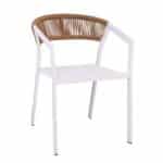 PARMA Πολυθρόνα Βεράντας-Κήπου ALU Άσπρο, Rope Wicker Φυσικό, Textilene Άσπρο, Στοιβαζόμενη 55x58x78cm - Image 14