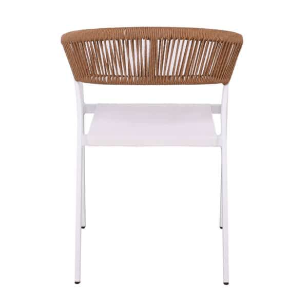 PARMA Πολυθρόνα Βεράντας-Κήπου ALU Άσπρο, Rope Wicker Φυσικό, Textilene Άσπρο, Στοιβαζόμενη 55x58x78cm - Image 16