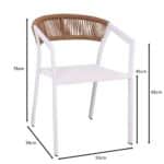 PARMA Πολυθρόνα Βεράντας-Κήπου ALU Άσπρο, Rope Wicker Φυσικό, Textilene Άσπρο, Στοιβαζόμενη 55x58x78cm - Image 18